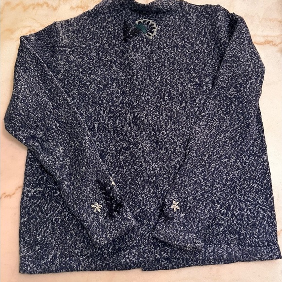 All Points Women’s Blue Knit Embellished Floral Button Front Cardigan   Size M. - Picture 6 of 8